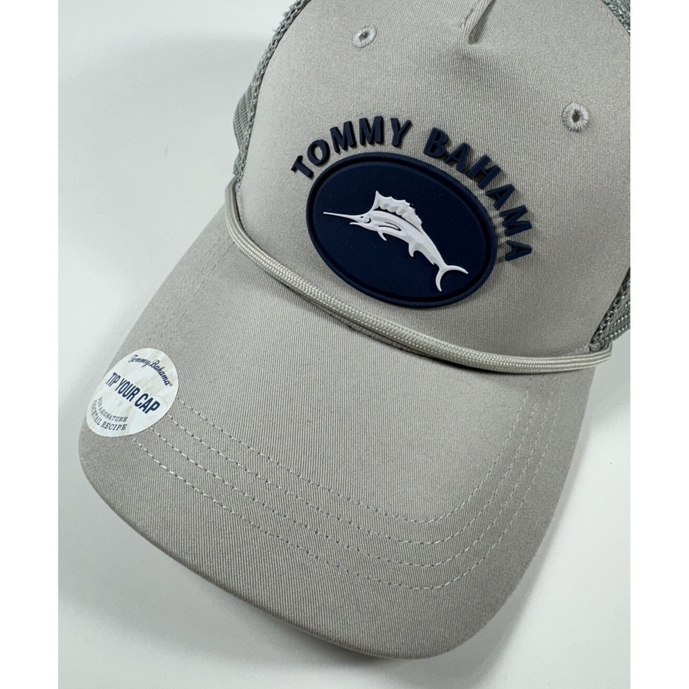 TOMMY BAHAMA "Tip Your Cap" Marlin Logo Rope Trucker Hat Gray Men's *NEW* - Picture 6 of 7